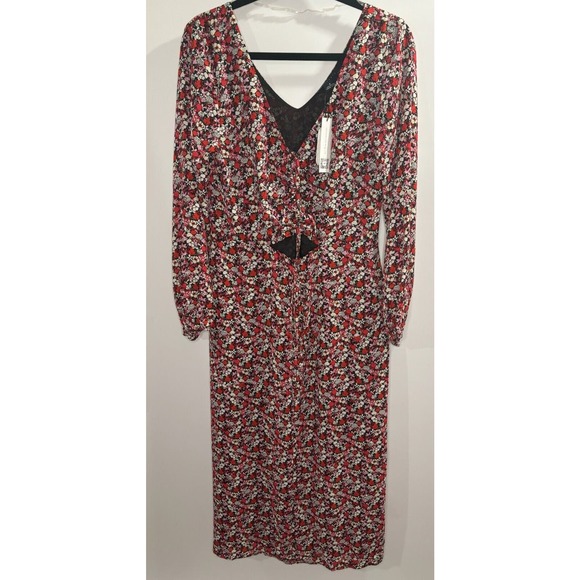 Sanctuary $149 NWT Floral Print Chiffon Halter Neck Cut-Out Midi Dress Size 8 - Picture 1 of 4